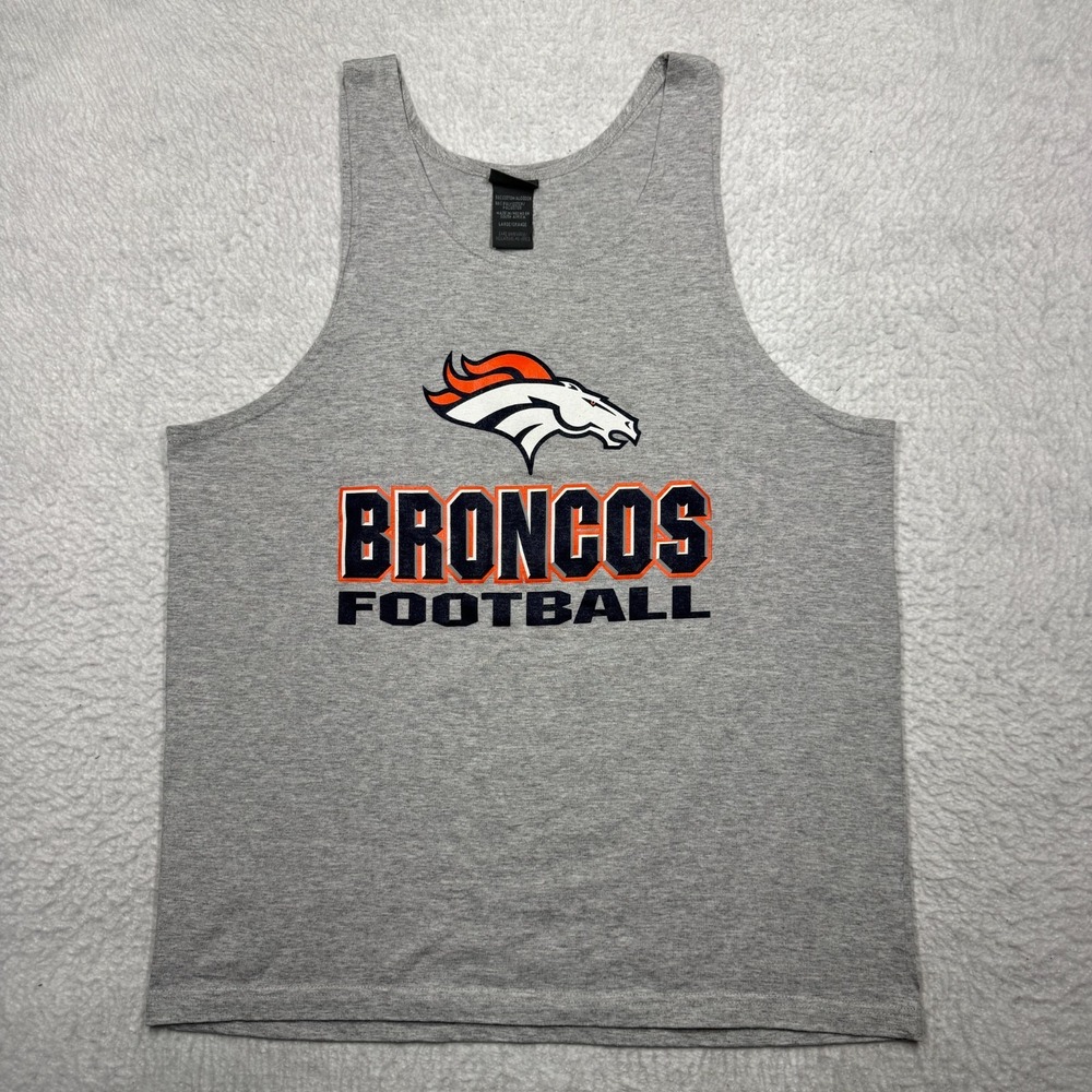 Denver Broncos NFL Tank Top Sleeveless Shirt Gray by The Edge Men's Size L